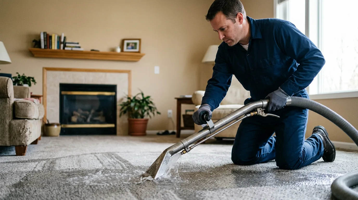 Water damage restoration technician working near Coppell, TX